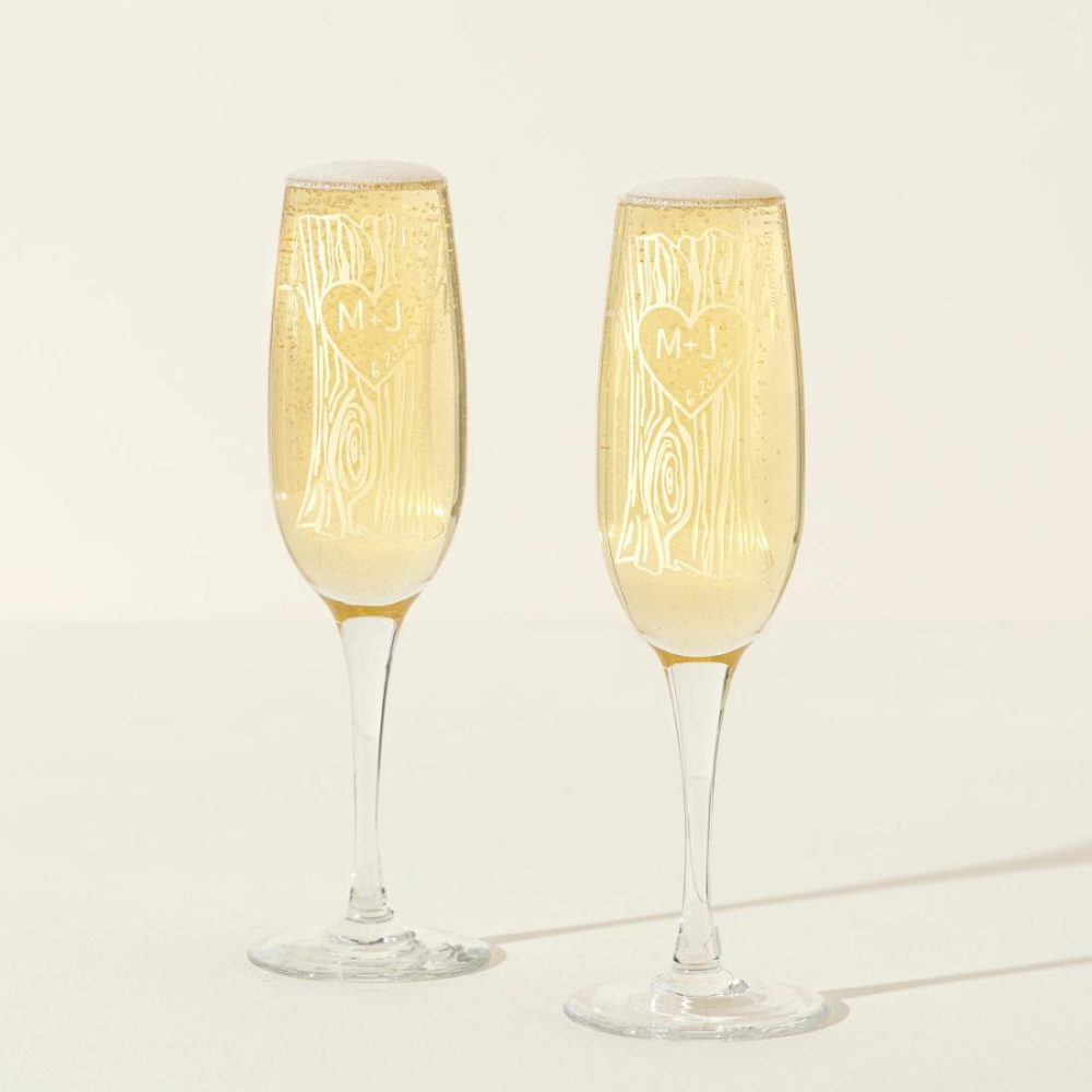 Bar Glasses |   Etched Champagne Flutes – Set Of 2 Bar Glasses Bar Glasses