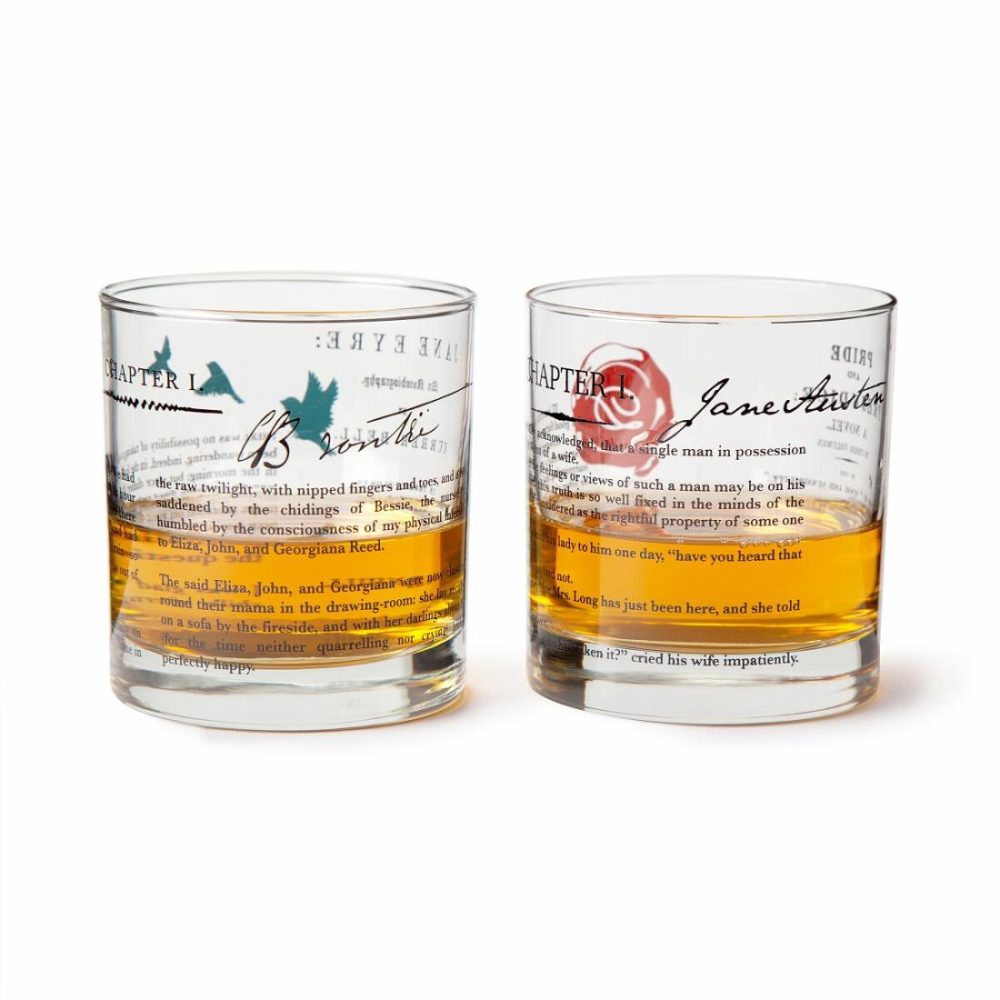 Bar Glasses |   Female Literature Rocks Glasses – Set Of 2 Bar Glasses Bar Glasses