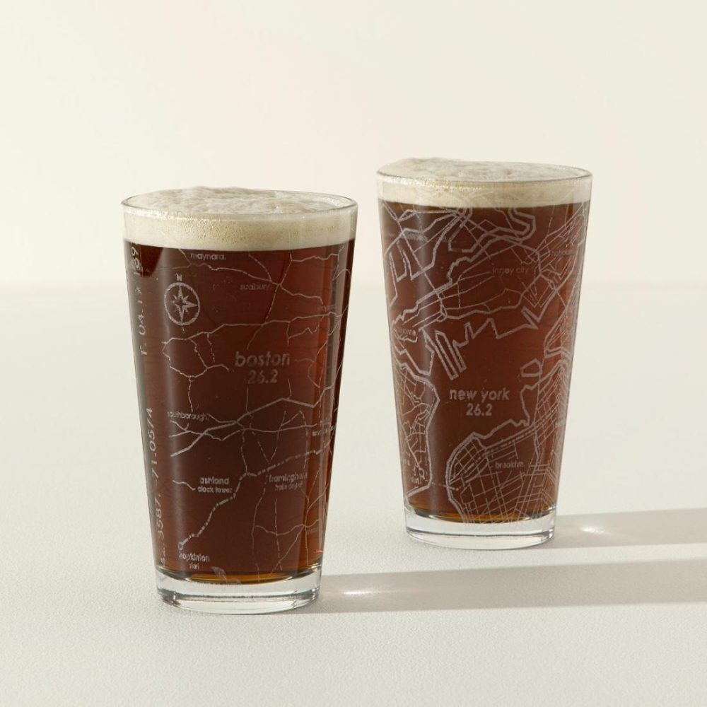 Beer Glasses |   Etched Marathon Pint Glass Beer Glasses Beer Glasses