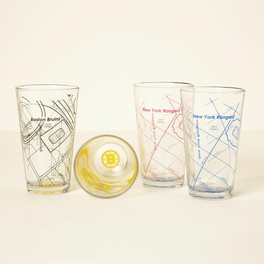 Beer Glasses |   Nhl Arena Map Pint Glasses – Set Of 2 Drinkware Beer Glasses