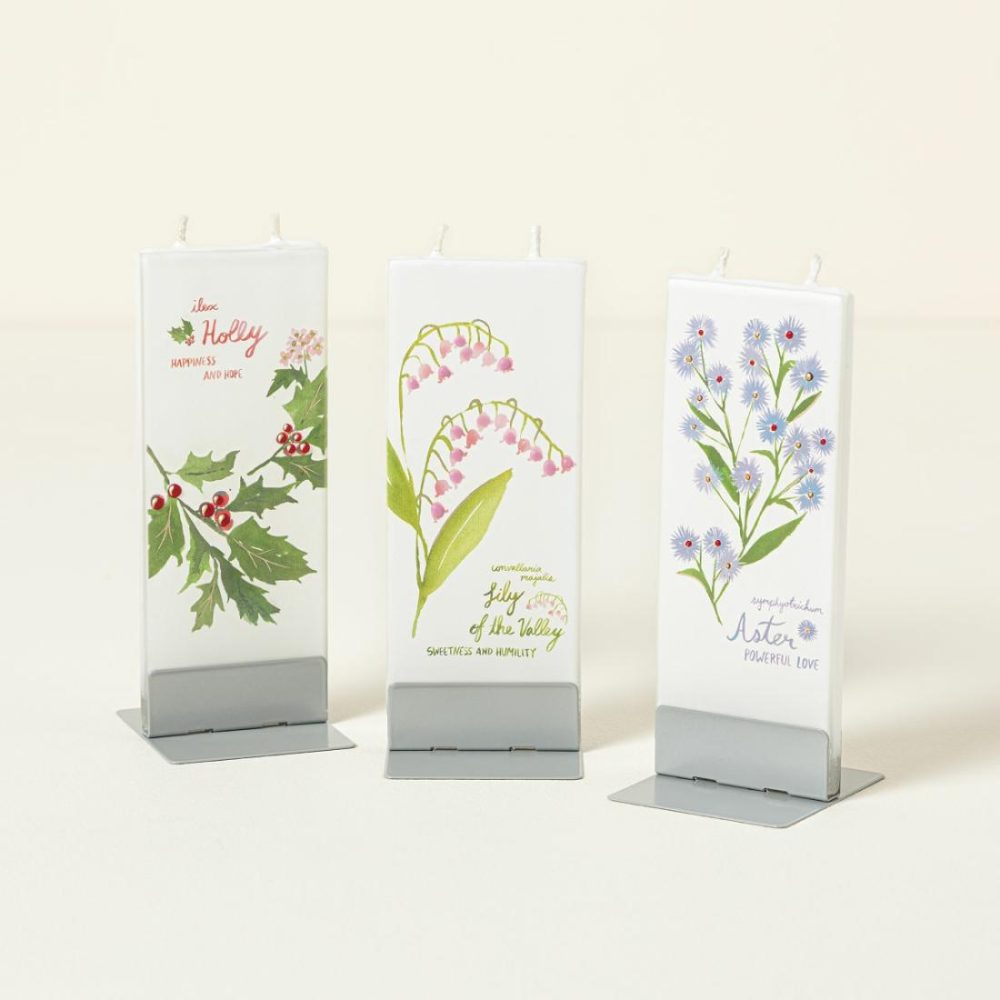 Candles |   Hand-Painted Birth Month Flower 2-Sided Candle Candles Candles