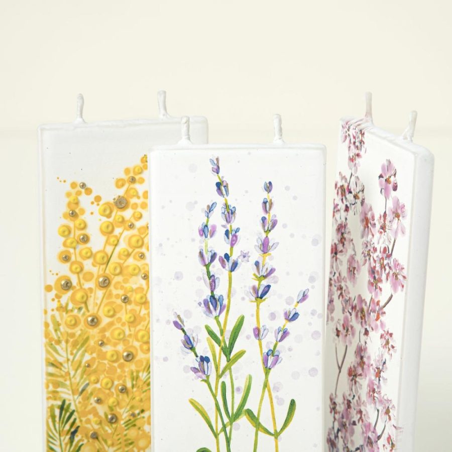 Candles |   Hand-Painted Floral Flat Candle Candles Candles