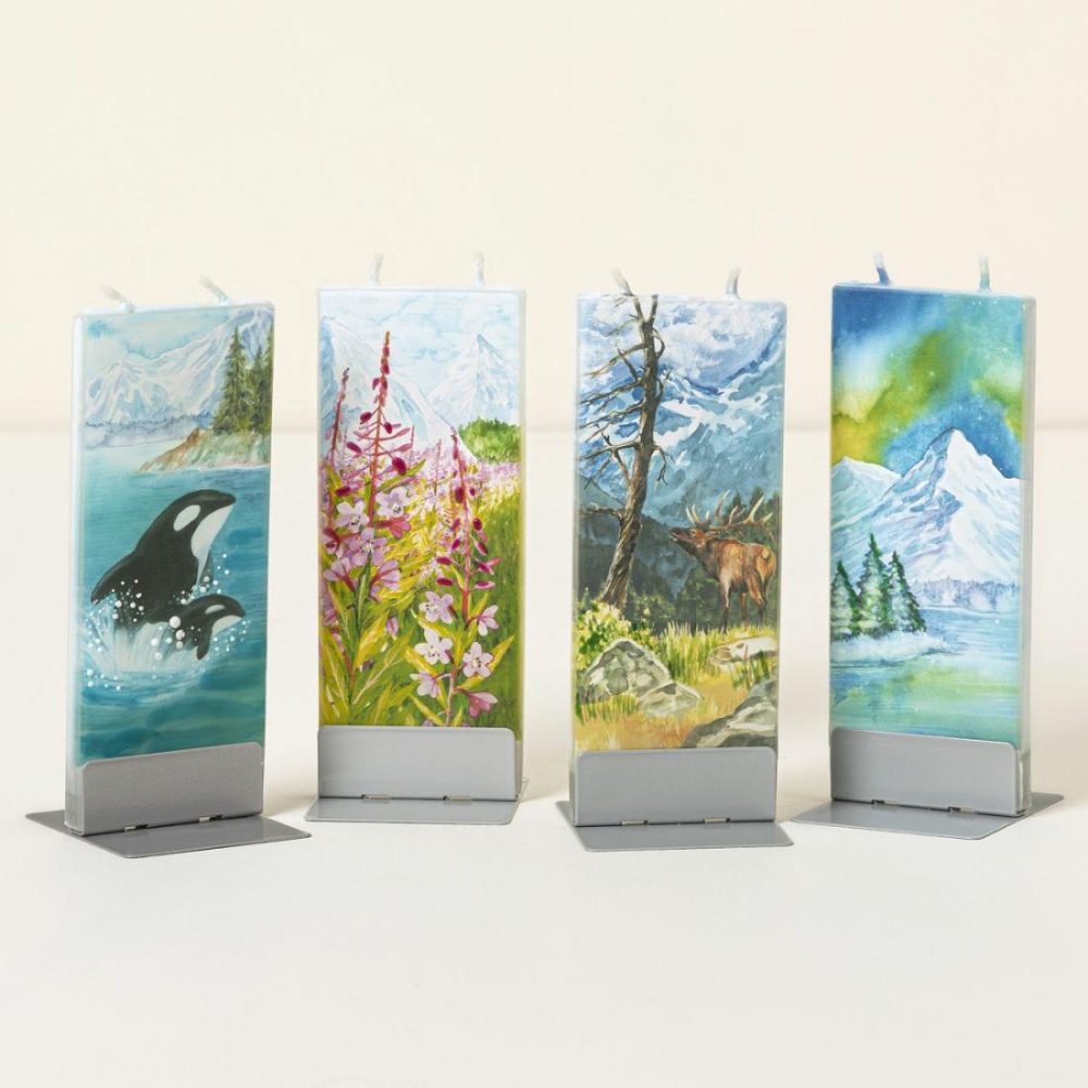 Candles |   Hand-Painted Wildlife Scene Flat Candle Candles Candles