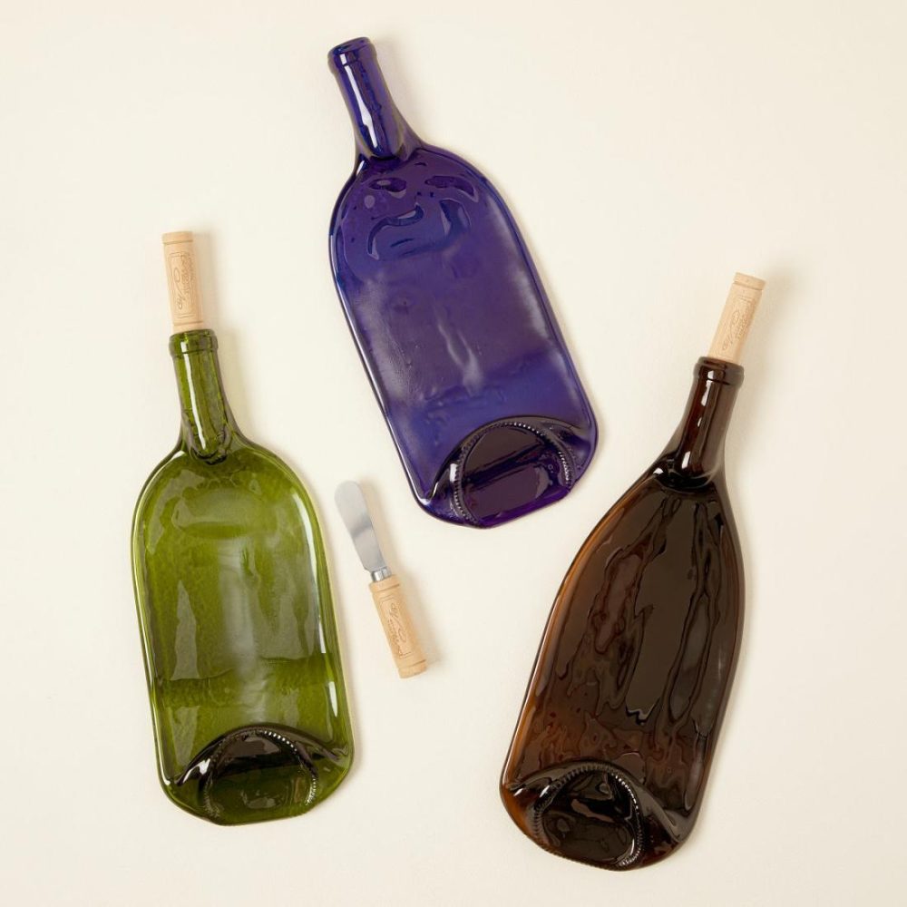 Cheese Boards & Slicers |   Recycled Wine Bottle Platter With Spreader Cheese Boards & Slicers Cheese Boards & Slicers