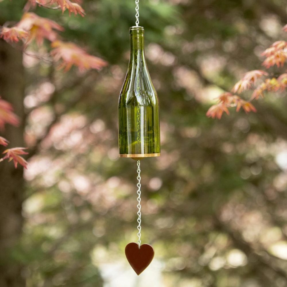 Chimes & Mobiles |   Upcycled Wine Bottle Heart Chime Chimes & Mobiles Chimes & Mobiles