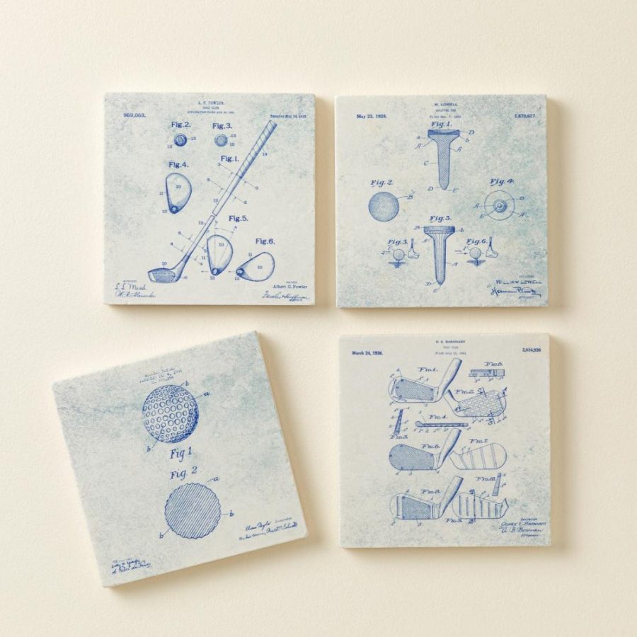 Coasters |   Golf Patent Coasters – Set Of 4 Coasters Coasters