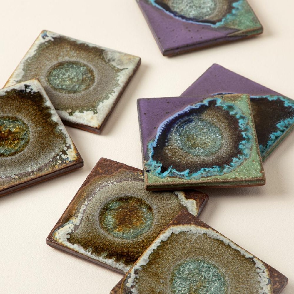 Coasters |   Natural Crackled Glass Coasters – Set Of 4 Coasters Coasters