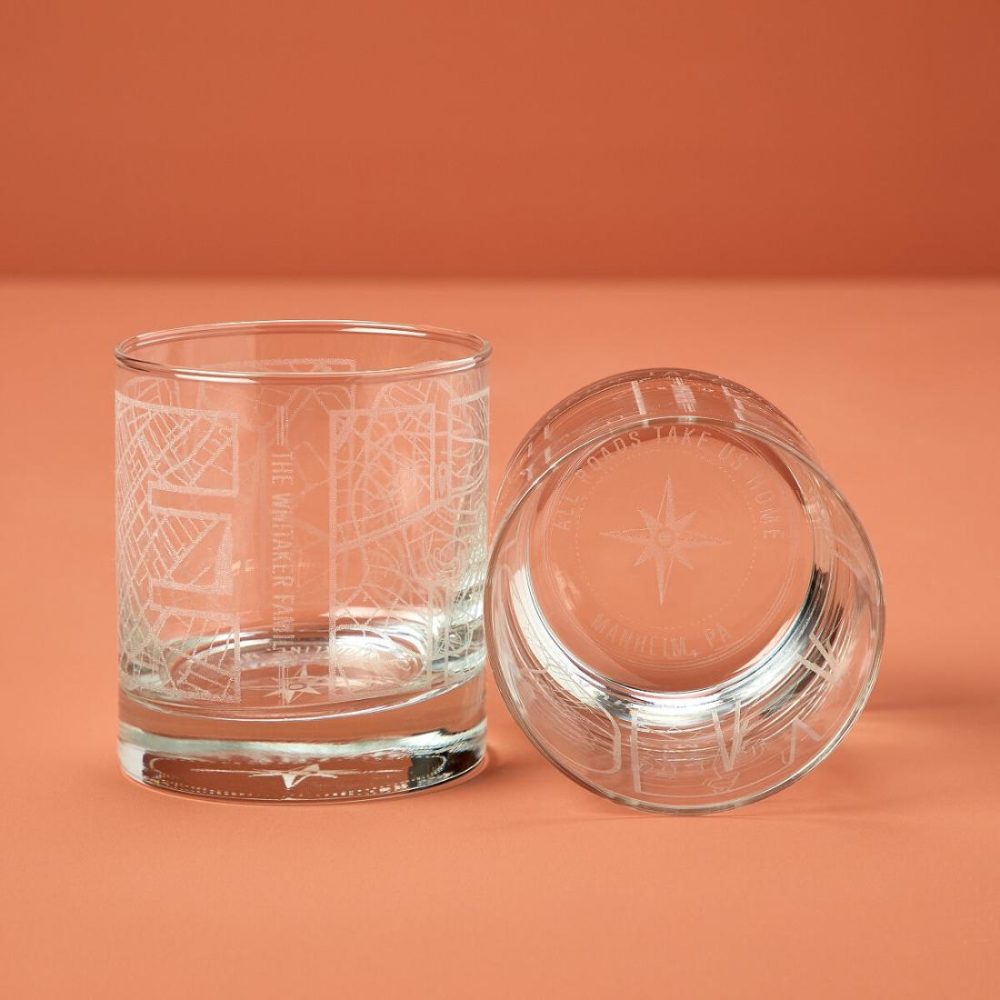 Cocktail Glasses |   All Roads Take Us Home Map Glass Duo Cocktail Glasses Cocktail Glasses