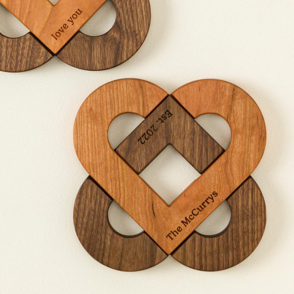 Cookware & Bakeware |   Personalized Interlocking Hearts Trivet Set Cookware & Bakeware Cookware & Bakeware