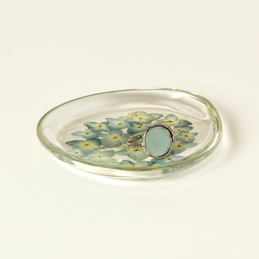 Decorative Accents |   Blue Hydrangea Jewelry Dish Decor Decorative Accents