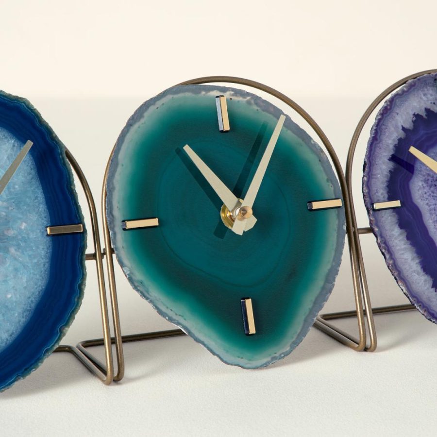 Decorative Accents |   Geode Desktop Clock Decor Decorative Accents