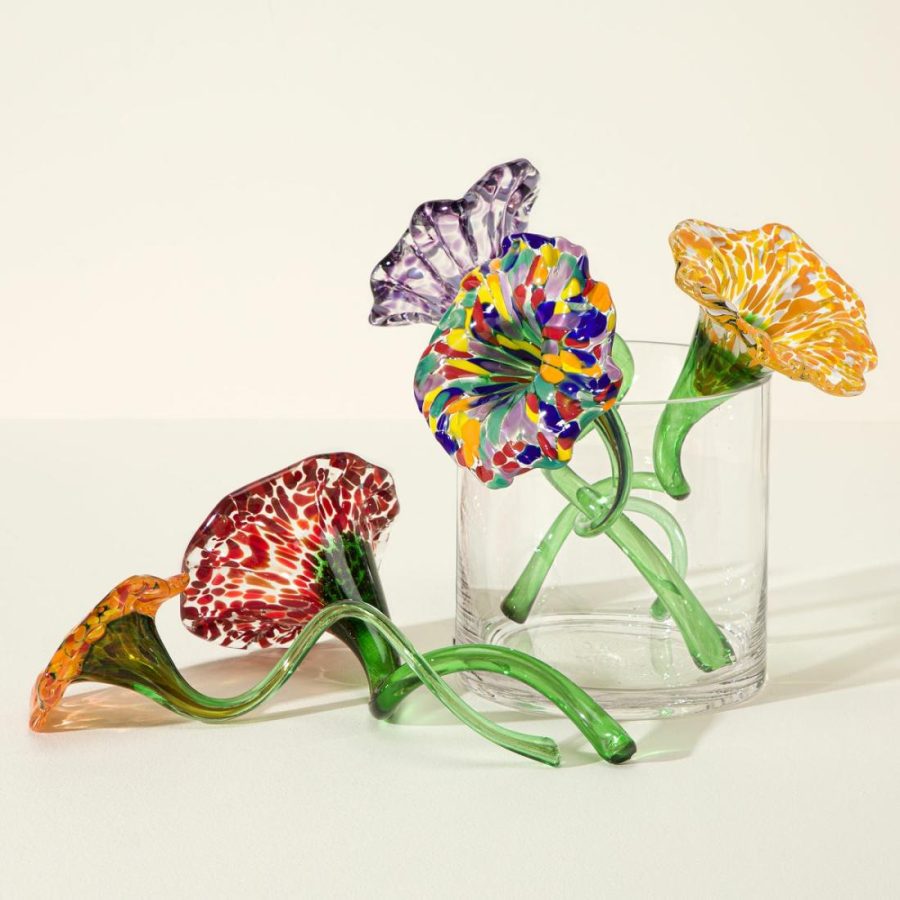 Desktop Sculptures |   Glass Flowers With A Message Desktop Sculptures