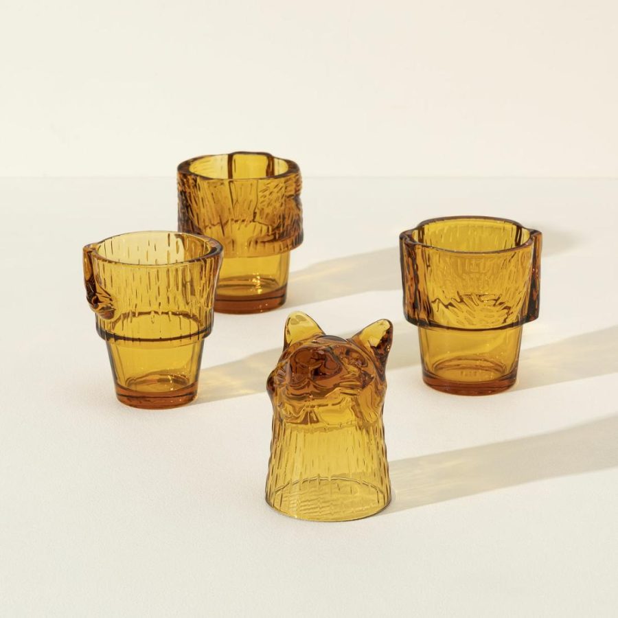 Drinking Glasses |   Amber Cat Stacking Glass Set Drinking Glasses Drinking Glasses