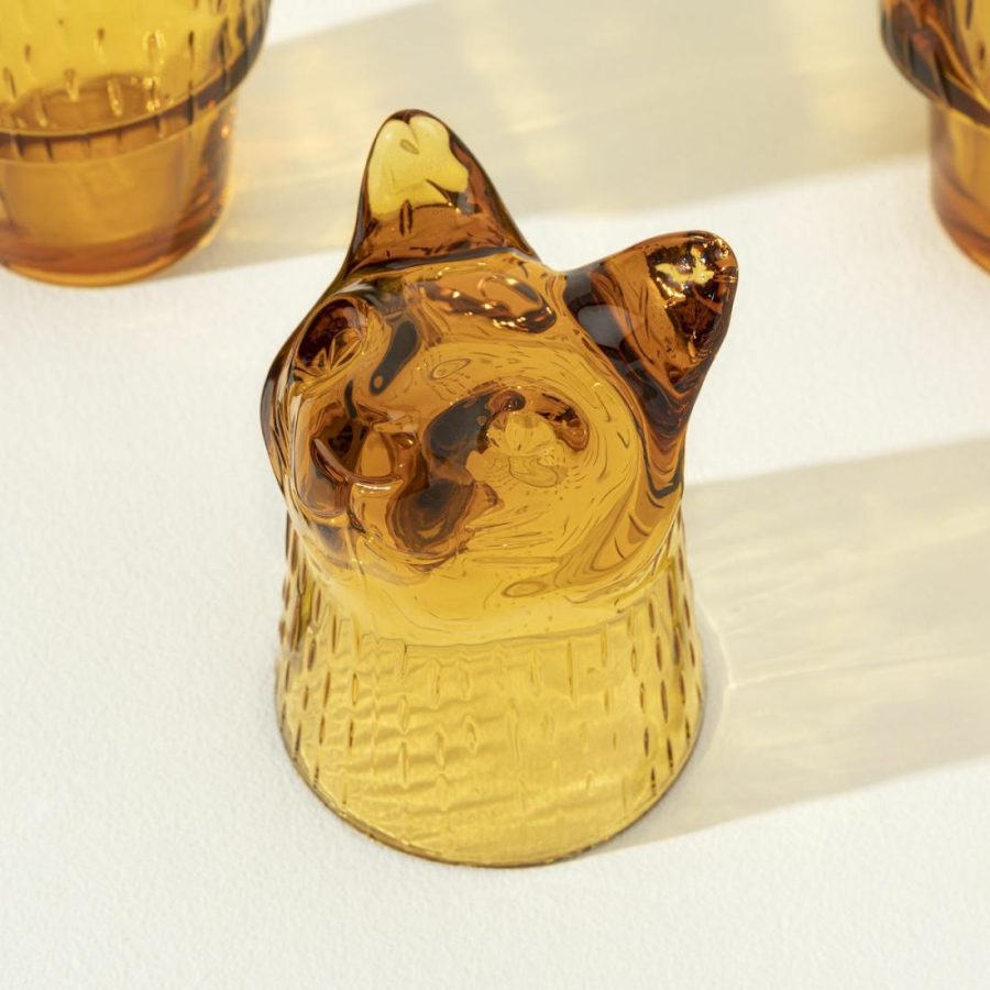 Drinking Glasses |   Amber Cat Stacking Glass Set Drinking Glasses Drinking Glasses