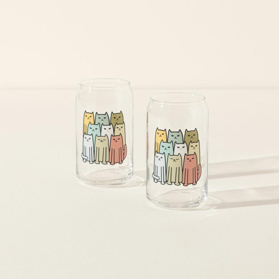 Drinking Glasses |   Cats On Cats Glasses – Set Of 2 Drinking Glasses Drinking Glasses