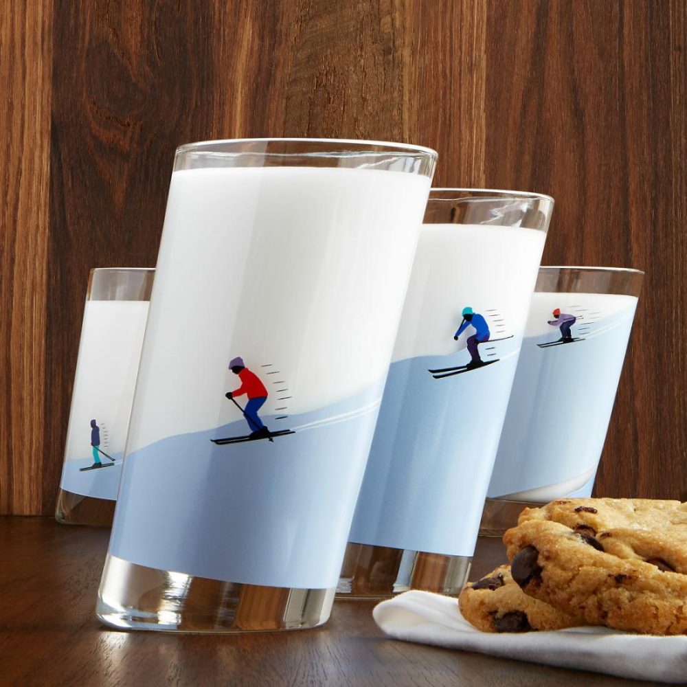 Drinking Glasses |   Sloping Ski Glasses – Set Of 4 Drinking Glasses Drinking Glasses