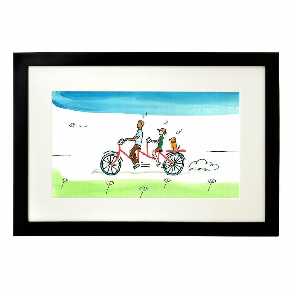 Family & Couple |   Personalized Family Tandem Bike Art Art Family & Couple