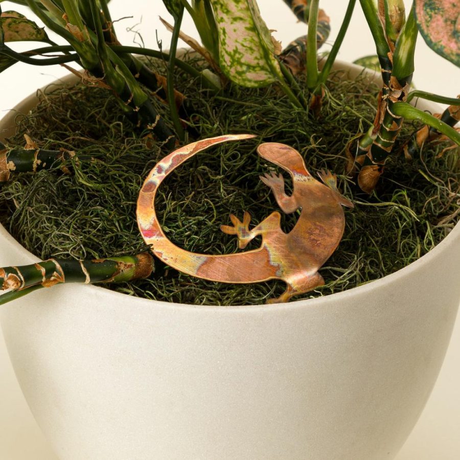 Garden Decor |   Copper Gecko Garden Stake Set Garden Garden Decor