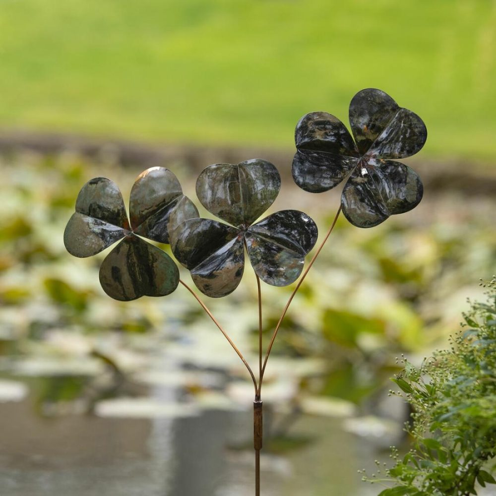 Garden Decor |   Copper Shamrock Stake Garden Garden Decor