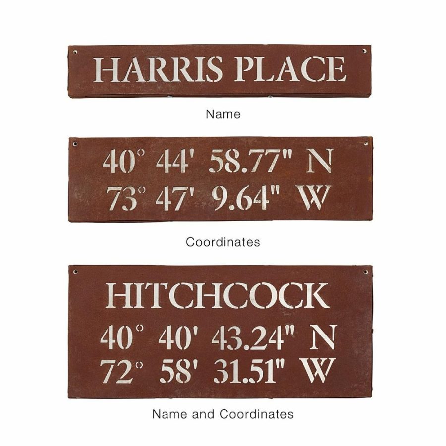 Garden Decor |   Latitude Longitude House Sign Garden Garden Decor