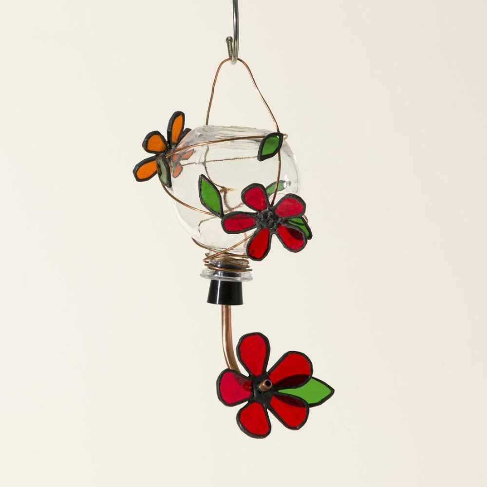 Garden Decor |   Stained Glass Hummingbird Feeder Birdhouses & Feeders Birdhouses & Feeders