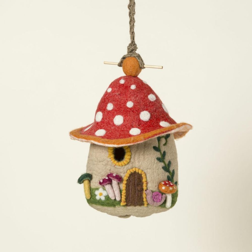 Garden Decor |   Whimsical Mushroom Bird Nester Birdhouses & Feeders Birdhouses & Feeders