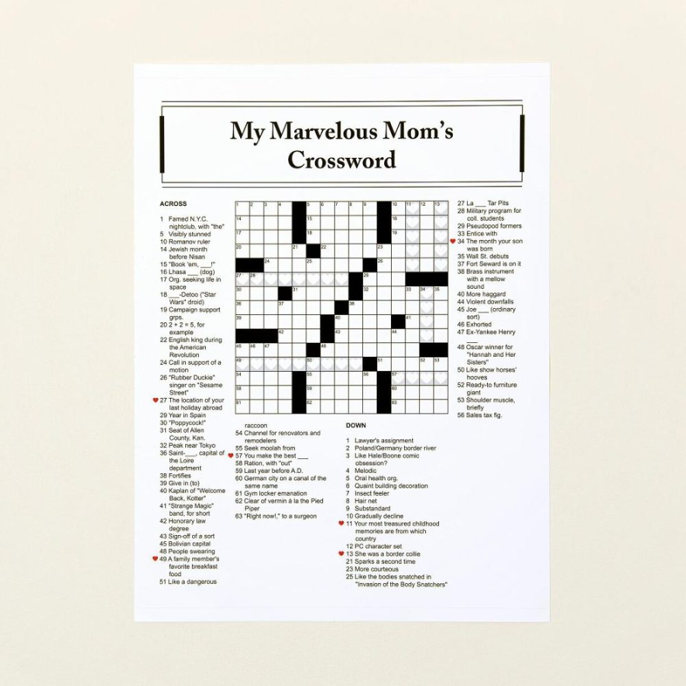 Hobbies & Sports |   Personalized Crossword Print Art Hobbies & Sports