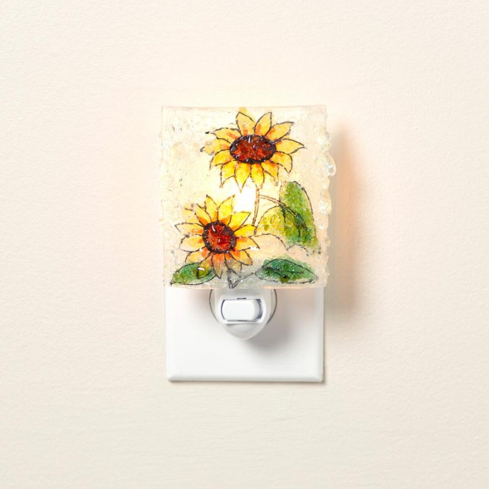 Lighting |   Recycled Glass Sunflower Night Light Decor Lighting