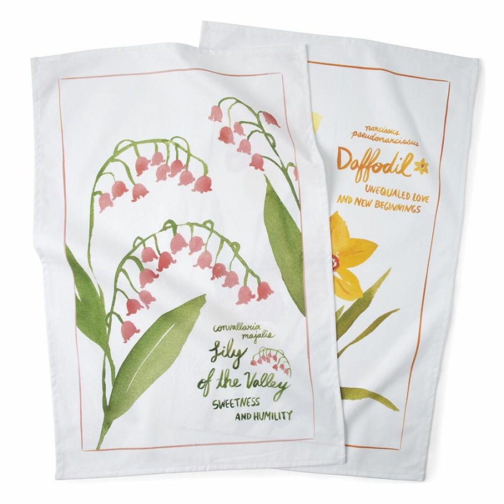 Linens |   Birth Month Flower Tea Towels Kitchen Linens