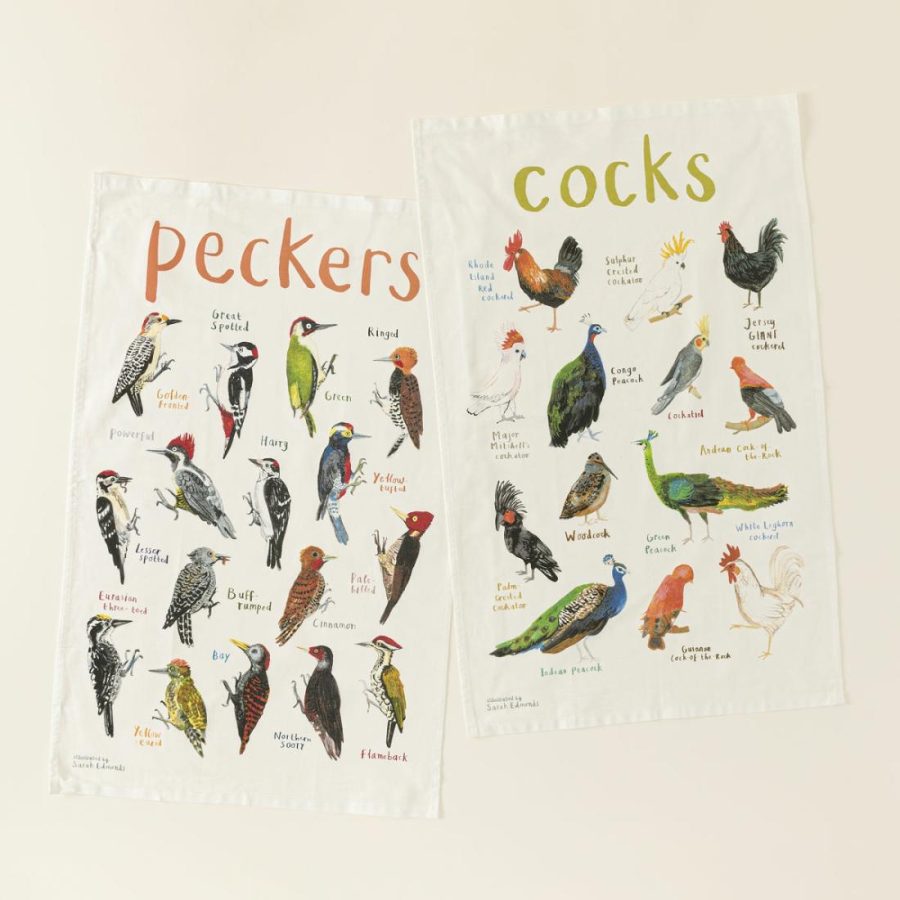 Linens |   Fowl Language Tea Towels – Peckers & Cocks Kitchen Linens