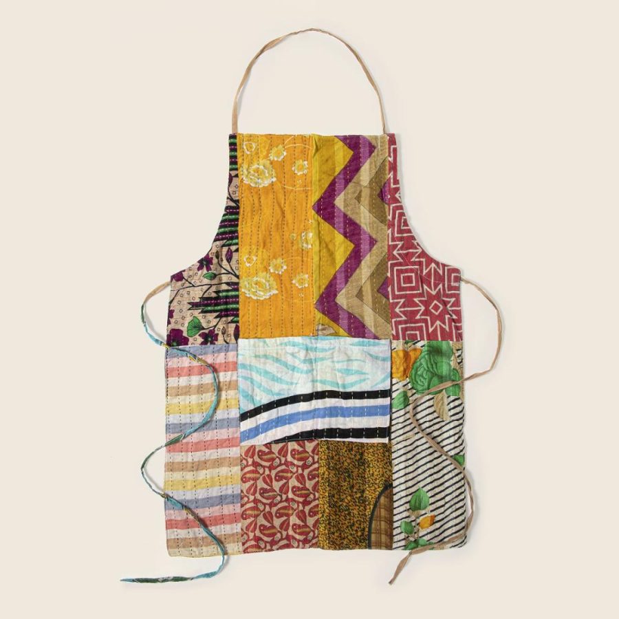 Linens |   Repurposed Sari Patchwork Apron Kitchen Linens