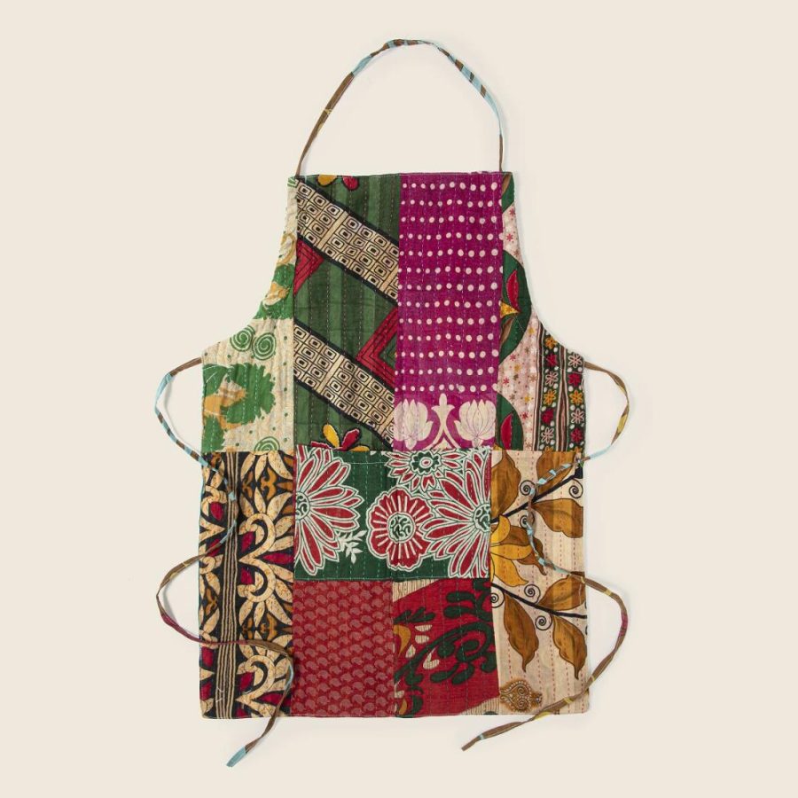 Linens |   Repurposed Sari Patchwork Apron Kitchen Linens