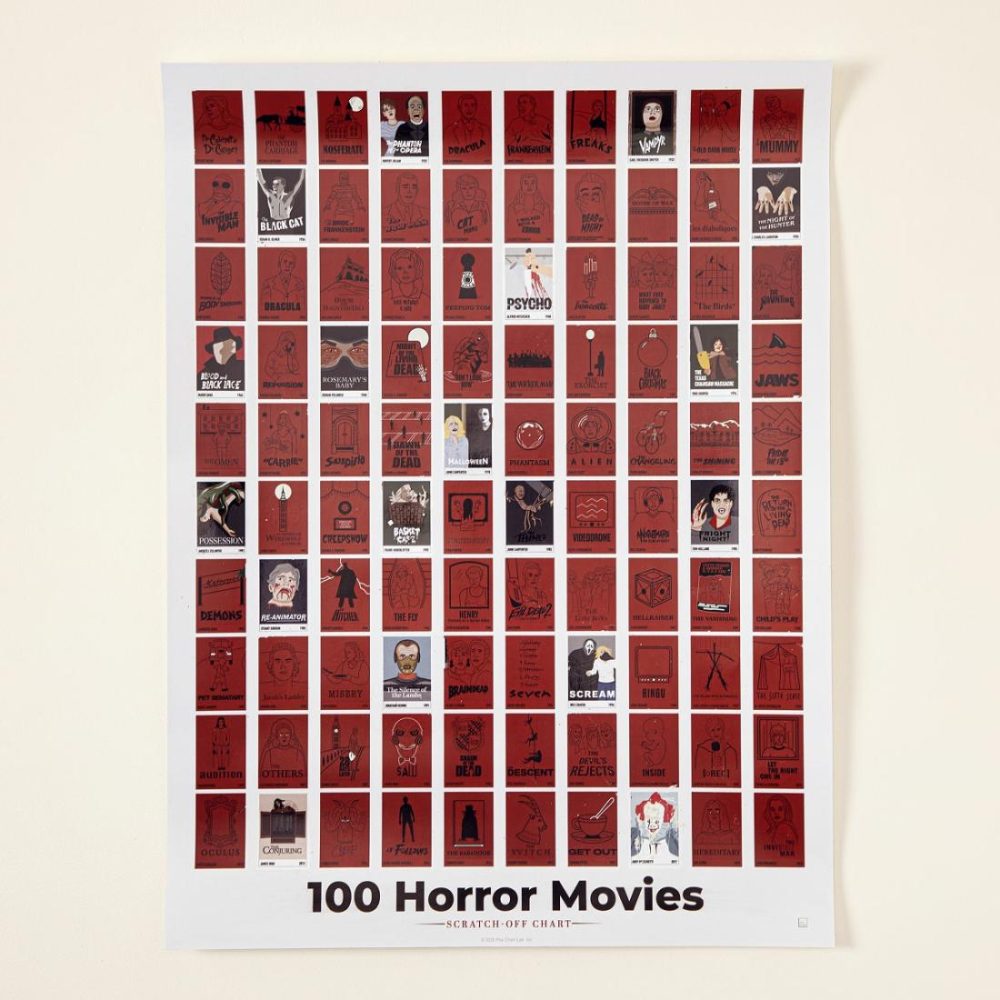 Posters |   100 Horror Movies Scratch Off Chart Art Posters