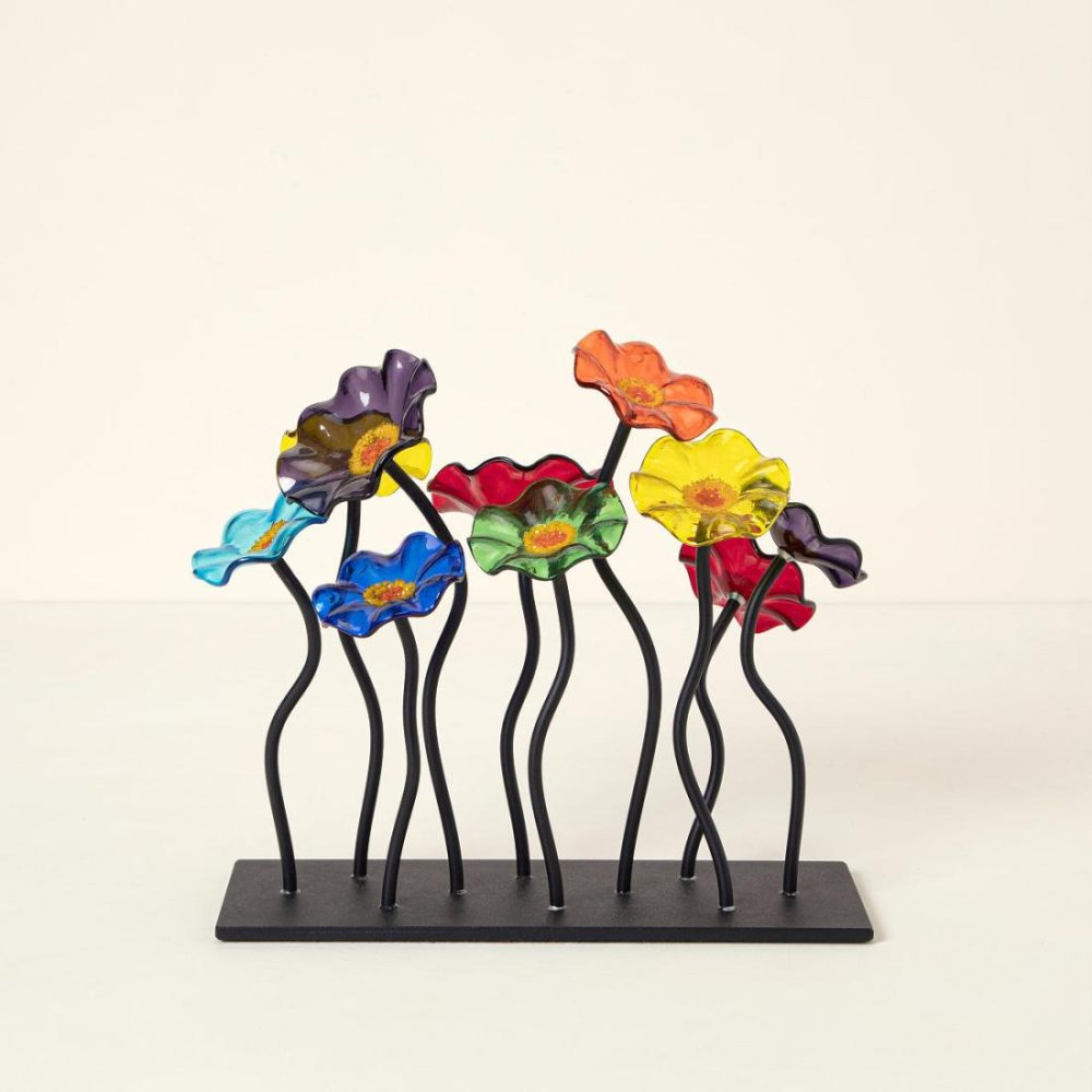 Sculpture |   Glass Flower Garden Centerpiece Art Sculpture