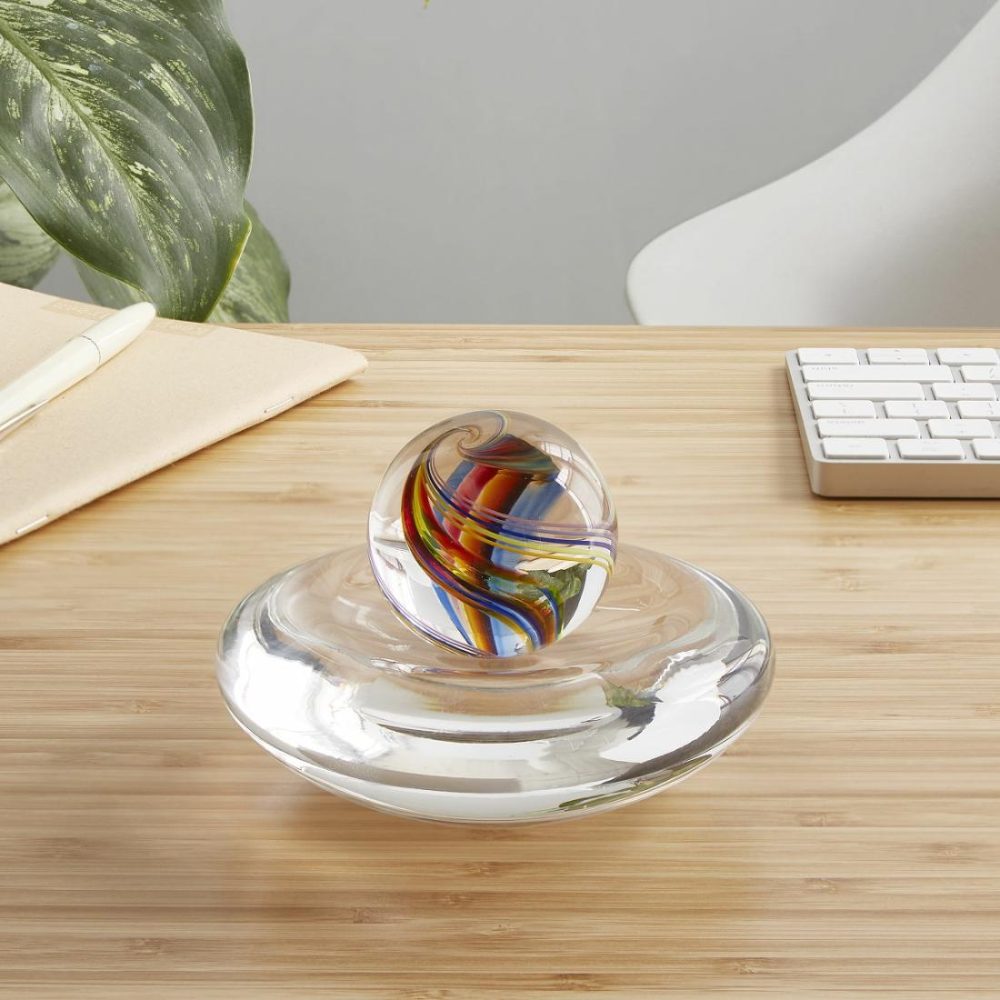 Sculpture |   Glass Rainbow Marble Spinner Art Sculpture