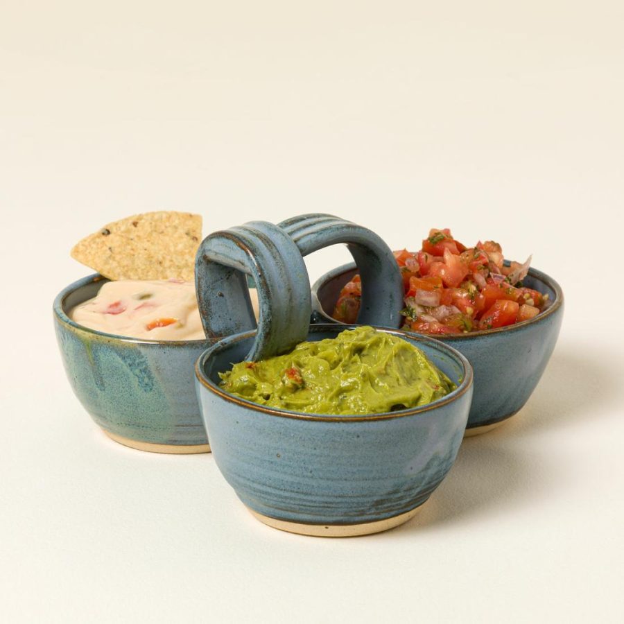 Serving Dishes & Trays |   Handmade Triple Dip Caddy Serveware Serving Dishes & Trays