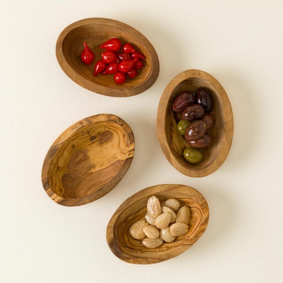 Snack Dishes & Bowls |   Italian Olivewood Aperitivo Bowls – Set Of 4 Serveware Serving Dishes & Trays