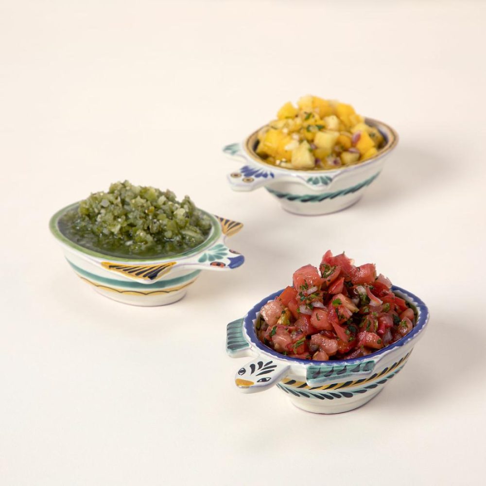 Snack Dishes & Bowls |   Majolica Salsa Turtles – Set Of 3 Serveware Serving Dishes & Trays