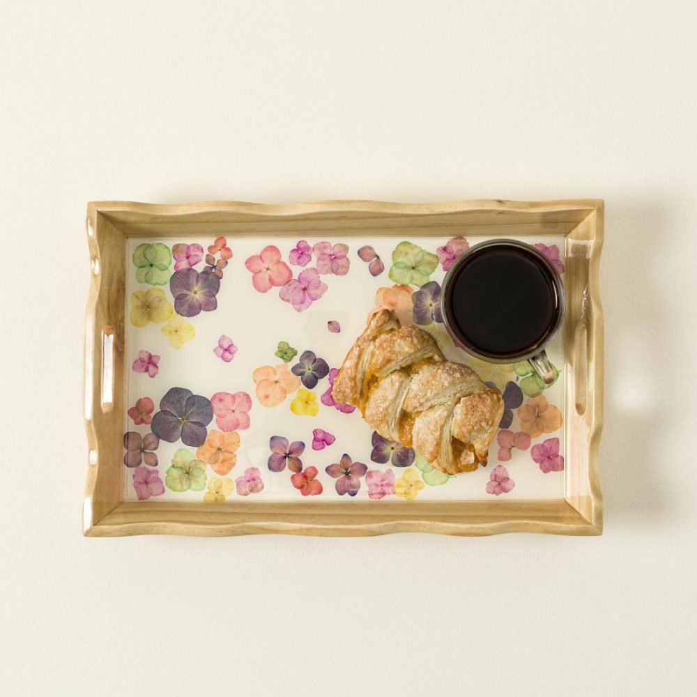 Snack Dishes & Bowls |   Pressed Flower Serving Tray Serveware Snack Dishes & Bowls