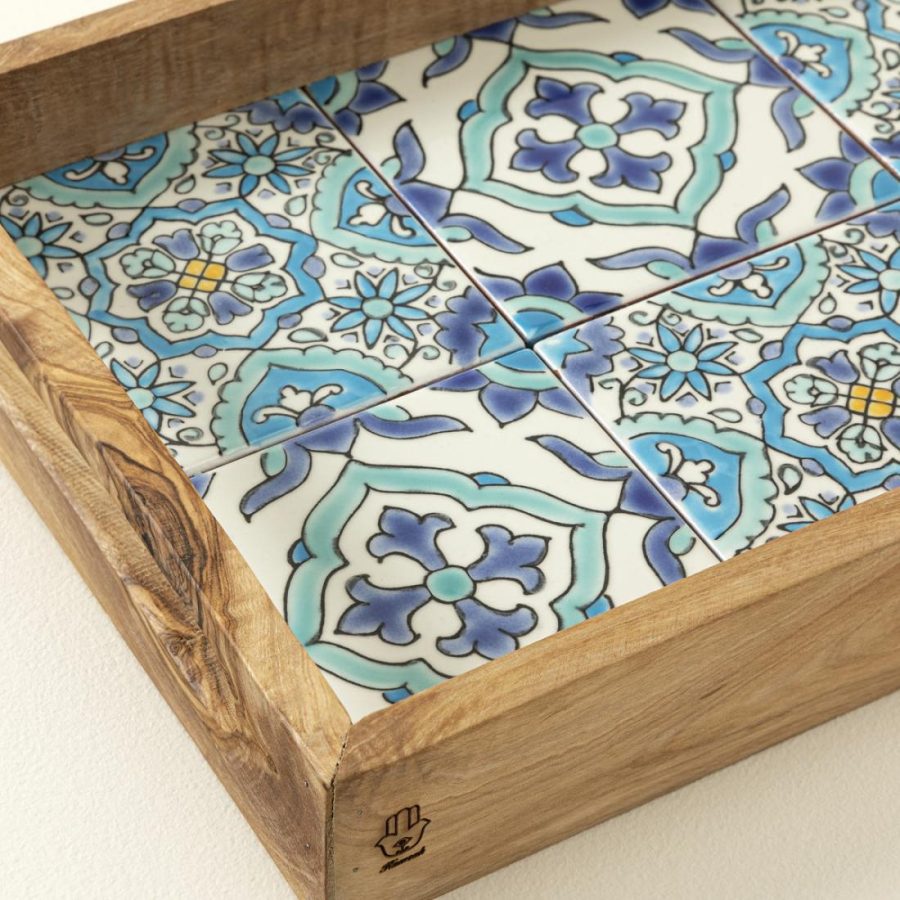 Snack Dishes & Bowls |   Sea & Sky Tunisian Tile Tray Serveware Serving Dishes & Trays