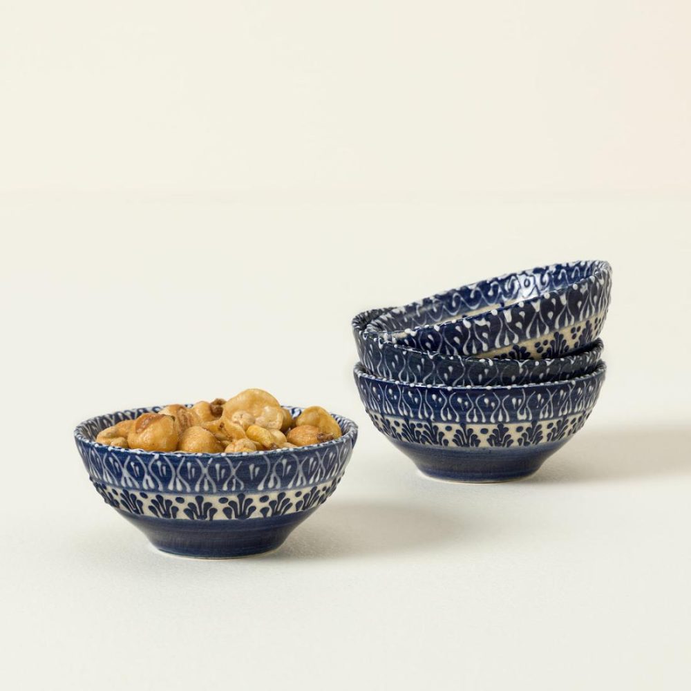 Snack Dishes & Bowls |   Turkish Blue Lace Pinch Bowls – Set Of 4 Serveware Snack Dishes & Bowls