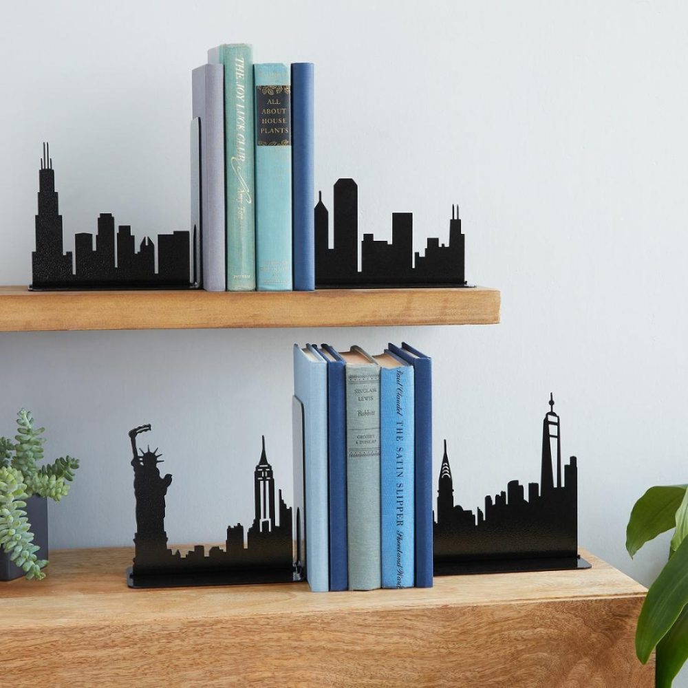 Storage & Organization |   City Skyline Bookends Decor Storage & Organization