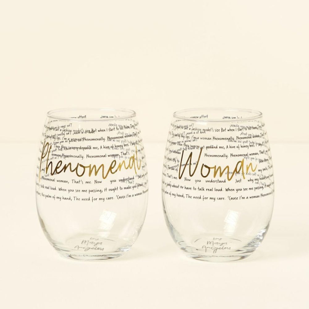 Wine Glasses |   Maya Angelou Phenomenal Woman Glasses – Set Of 2 Drinkware Wine Glasses