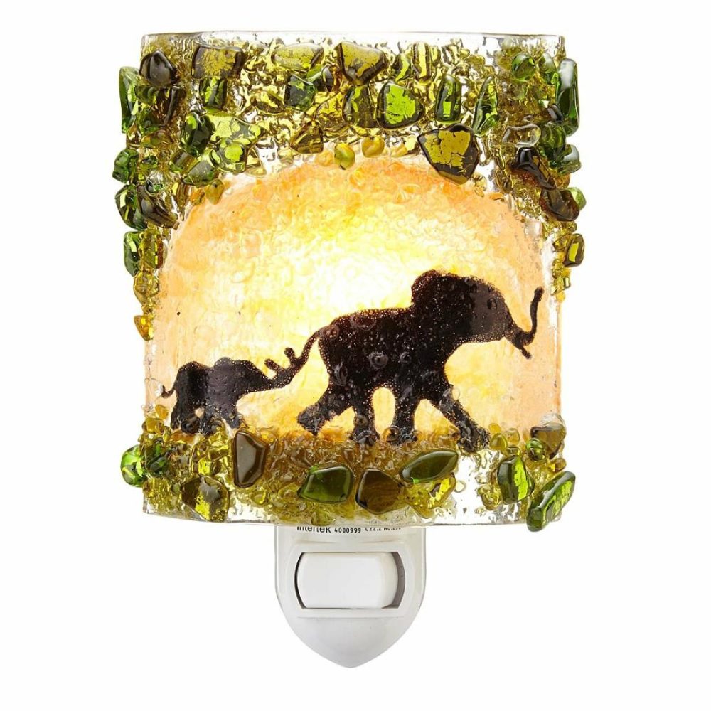 Lighting |   Recycled Glass Elephants Night Light Decor Lighting